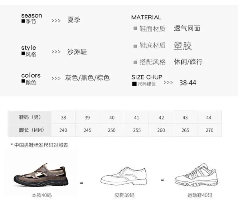 Sandals for Men Fashion Outdoor Casual Sport Sandals Summer Breathable Hollow Out Mesh Shoes for Men Non-slip Platform Sandalias
