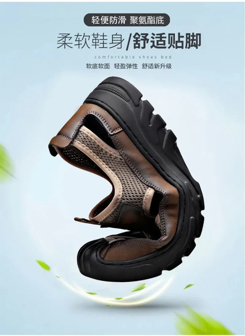 Sandals for Men Fashion Outdoor Casual Sport Sandals Summer Breathable Hollow Out Mesh Shoes for Men Non-slip Platform Sandalias