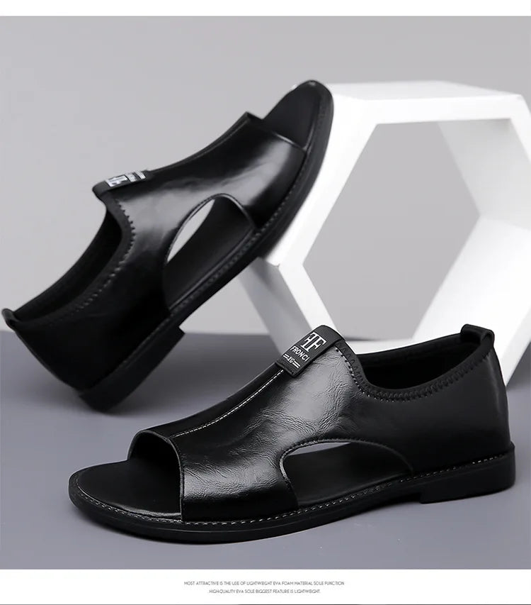 Sandals for Men Brand Casual Shoes Outdoor 2025 New Men's Slippers Comfortable Beach Shoes High Quality Leather Men Flat Sandals