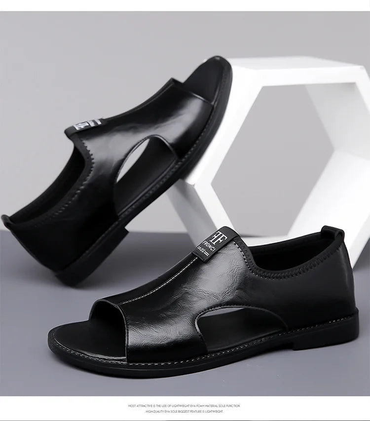 Sandals for Men Brand Casual Shoes 2026 Fashion Men's Slippers Comfortable Beach Shoes High Quality Leather Men Flat Sandals