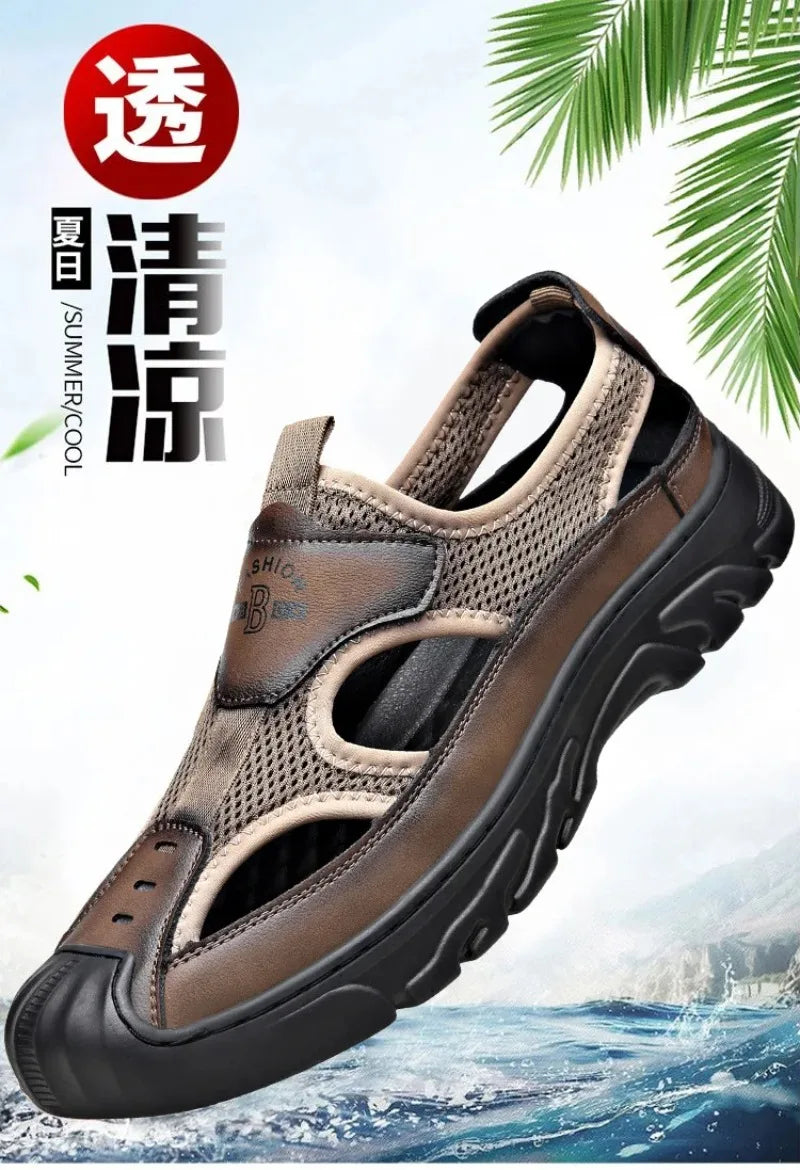 Sandals for Men Fashion Outdoor Casual Sport Sandals Summer Breathable Hollow Out Mesh Shoes for Men Non-slip Platform Sandalias