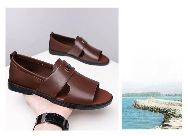 Sandals for Men Brand Casual Shoes Outdoor Fashion Men's Slippers Comfortable Beach Shoes High Quality Leather Men Flat Sandals