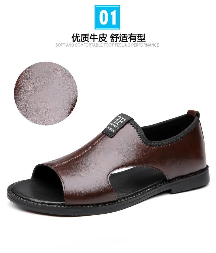 Sandals for Men Brand Casual Shoes Outdoor 2025 New Men's Slippers Comfortable Beach Shoes High Quality Leather Men Flat Sandals
