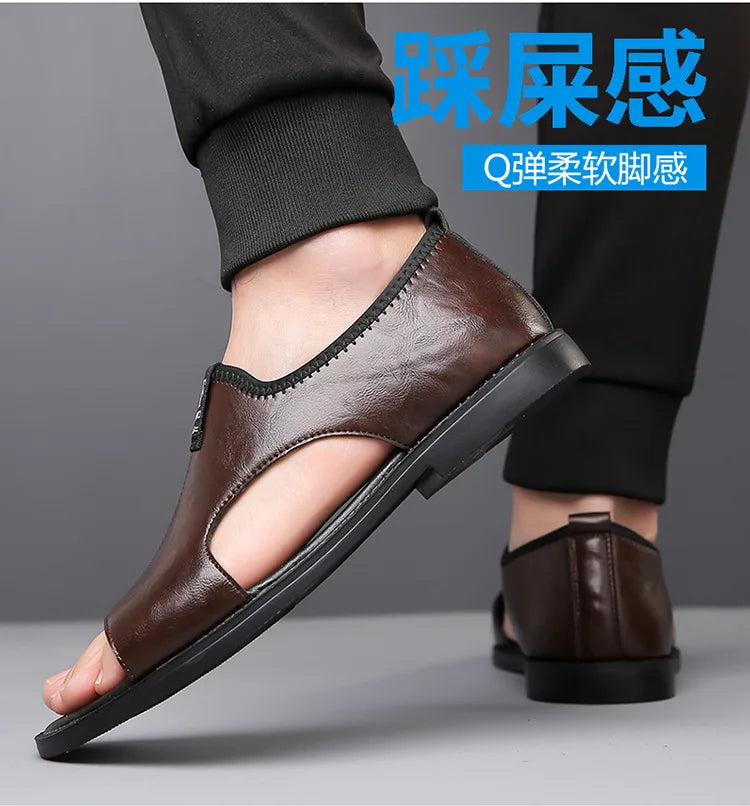Sandals for Men Brand Casual Shoes Outdoor 2025 New Men's Slippers Comfortable Beach Shoes High Quality Leather Men Flat Sandals