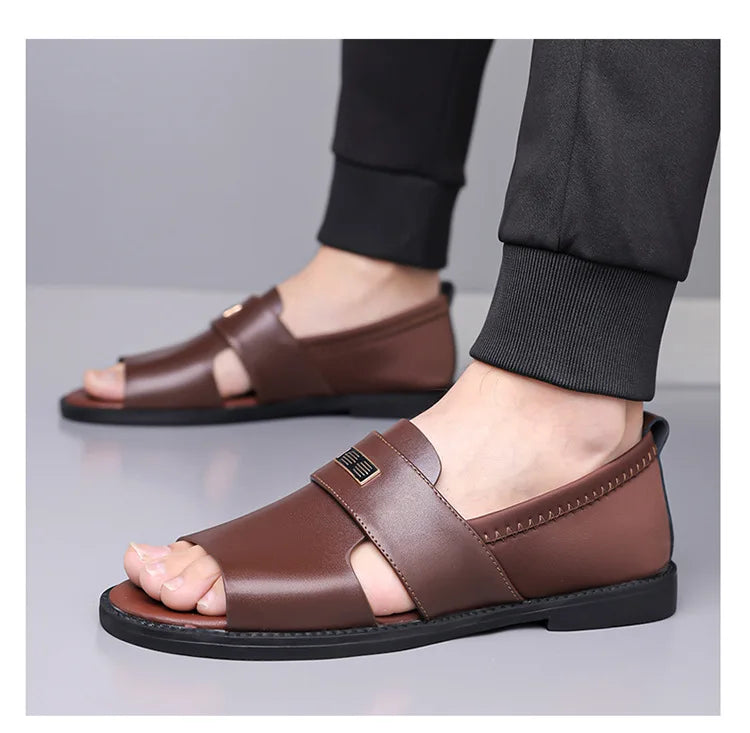 Sandals for Men Brand Casual Shoes Outdoor Fashion Men's Slippers Comfortable Beach Shoes High Quality Leather Men Flat Sandals