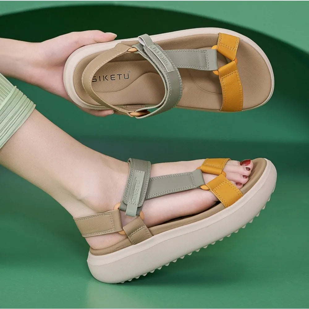 Sandals for Women's 2026 Summer New Lightweight Sandals for Casual Sports Comfort Thick Bottom Large Platform Womens Shoes