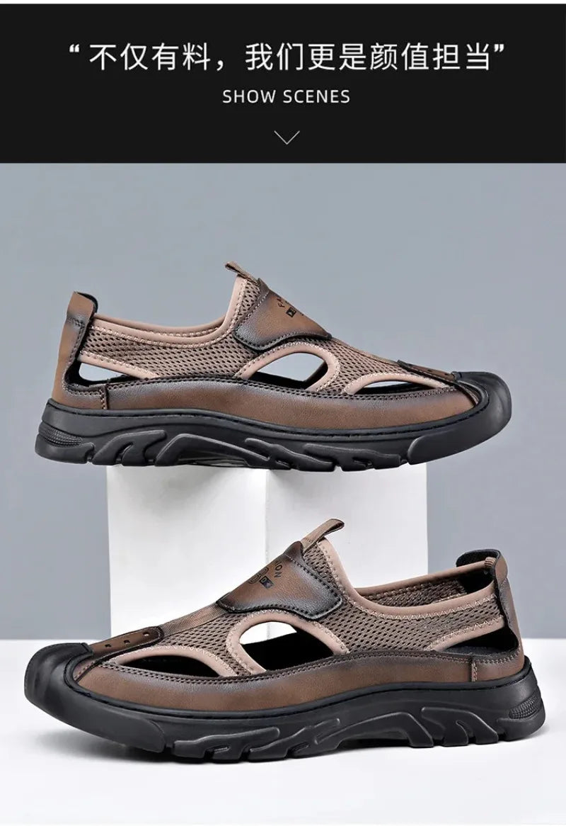 Sandals for Men Fashion Outdoor Casual Sport Sandals Summer Breathable Hollow Out Mesh Shoes for Men Non-slip Platform Sandalias