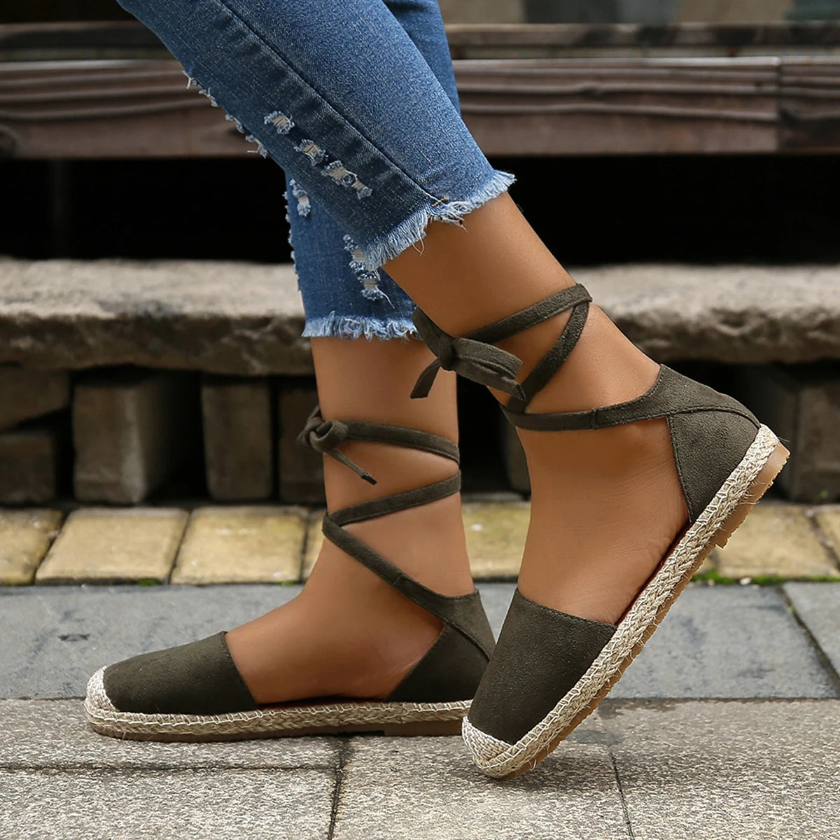 Roman Flat Sandals for Women — Boho Lace-Up Style with All-Day Comfort