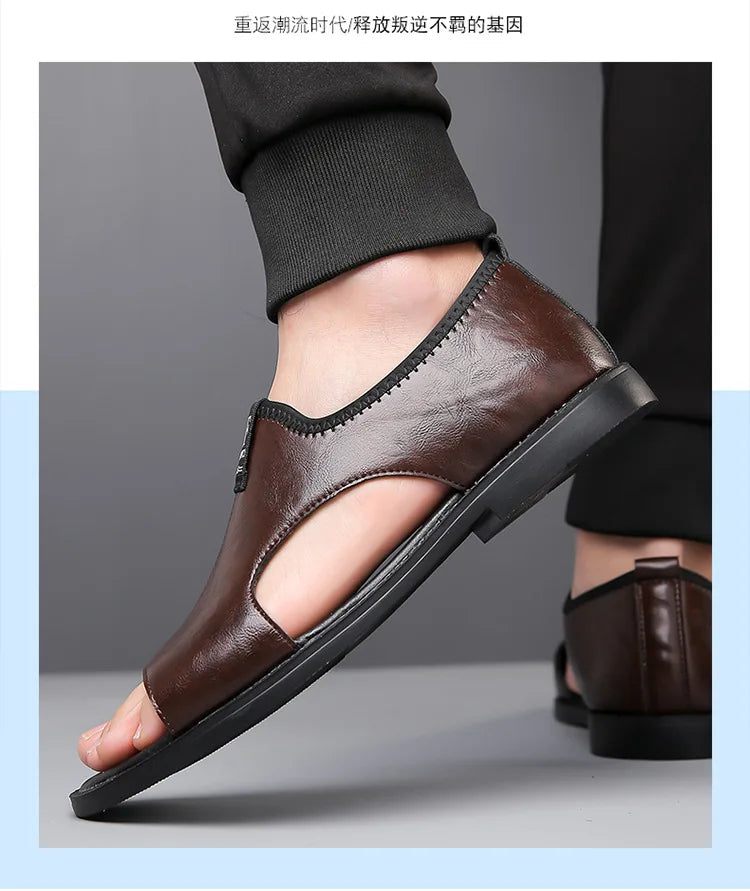 Sandals for Men Brand Casual Shoes Outdoor 2025 New Men's Slippers Comfortable Beach Shoes High Quality Leather Men Flat Sandals