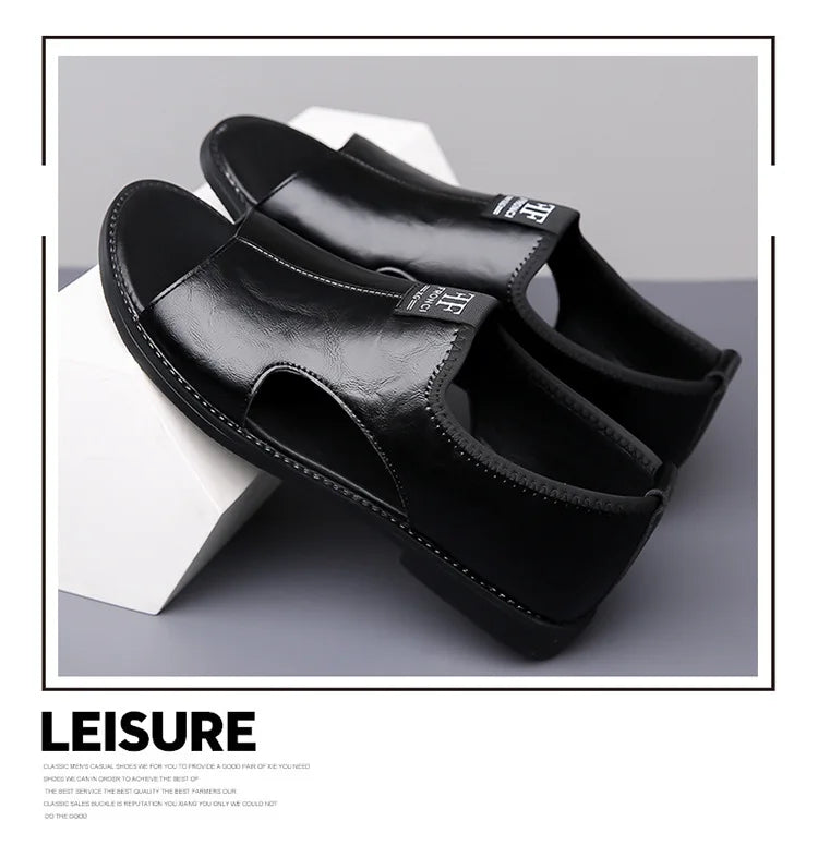 Sandals for Men Brand Casual Shoes Outdoor 2025 New Men's Slippers Comfortable Beach Shoes High Quality Leather Men Flat Sandals