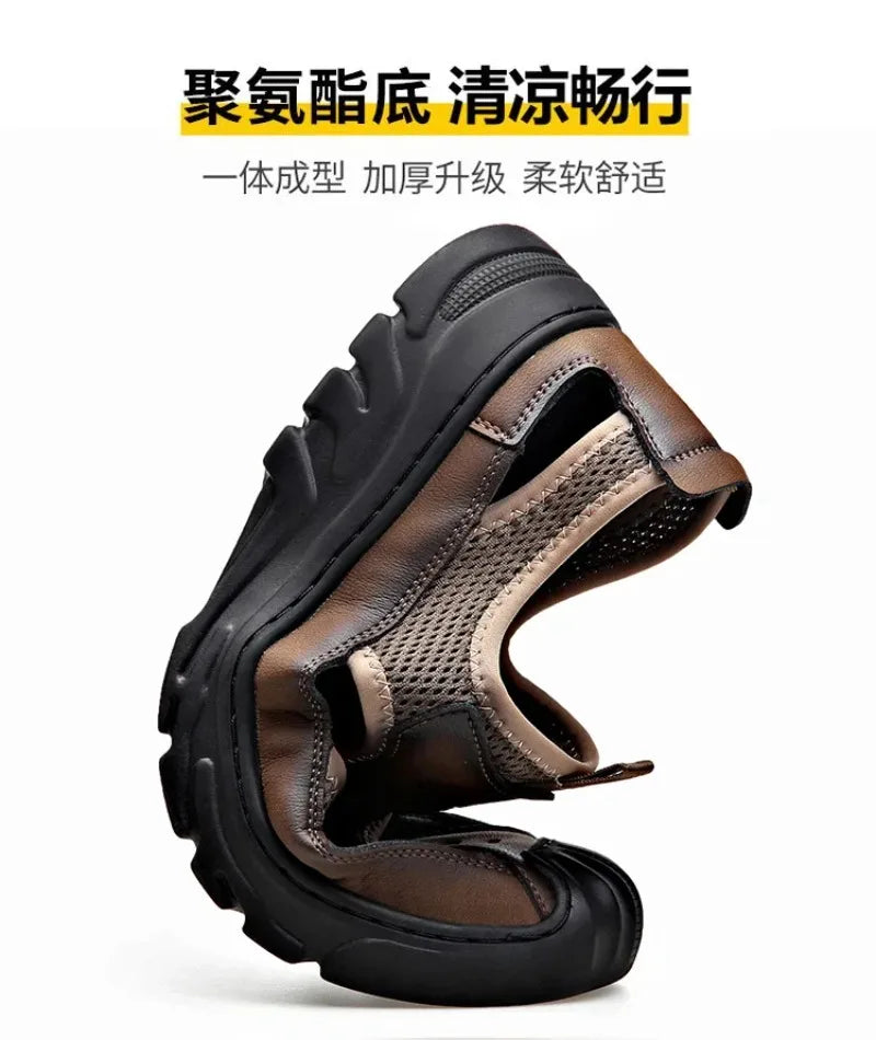 Sandals for Men Fashion Outdoor Casual Sport Sandals Summer Breathable Hollow Out Mesh Shoes for Men Non-slip Platform Sandalias
