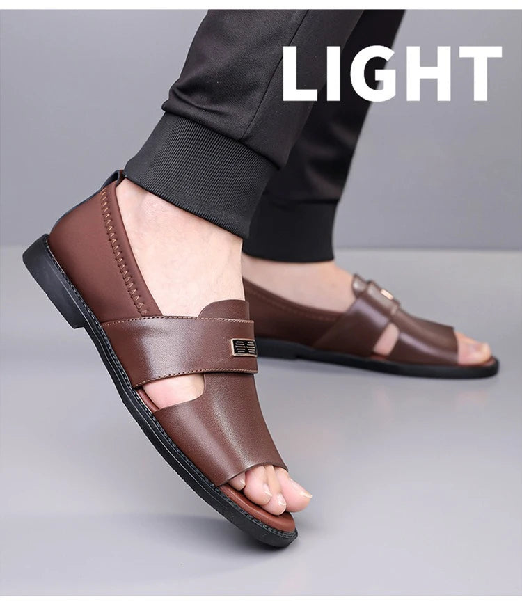 Sandals for Men Brand Casual Shoes Outdoor Fashion Men's Slippers Comfortable Beach Shoes High Quality Leather Men Flat Sandals