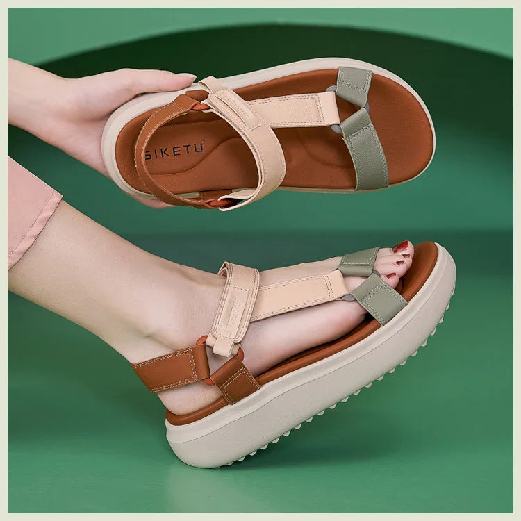 Sandals for Women's 2026 Summer New Lightweight Sandals for Casual Sports Comfort Thick Bottom Large Platform Womens Shoes