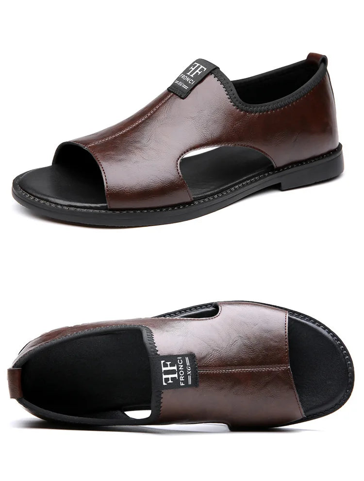Sandals for Men Brand Casual Shoes 2026 Fashion Men's Slippers Comfortable Beach Shoes High Quality Leather Men Flat Sandals
