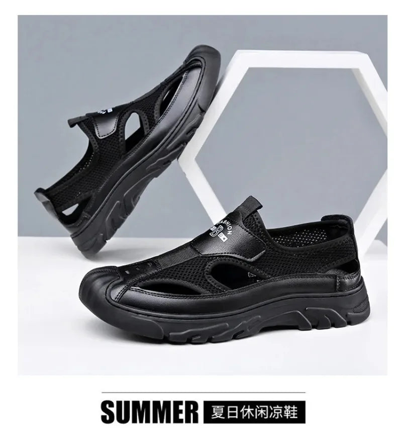 Sandals for Men Fashion Outdoor Casual Sport Sandals Summer Breathable Hollow Out Mesh Shoes for Men Non-slip Platform Sandalias