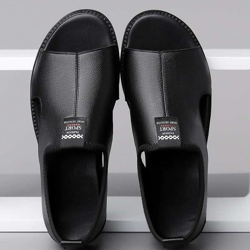 Sandals for Men Brand Casual Shoes Outdoor Fashion Men's Slippers Comfortable Beach Shoes High Quality Leather Men Flat Sandals