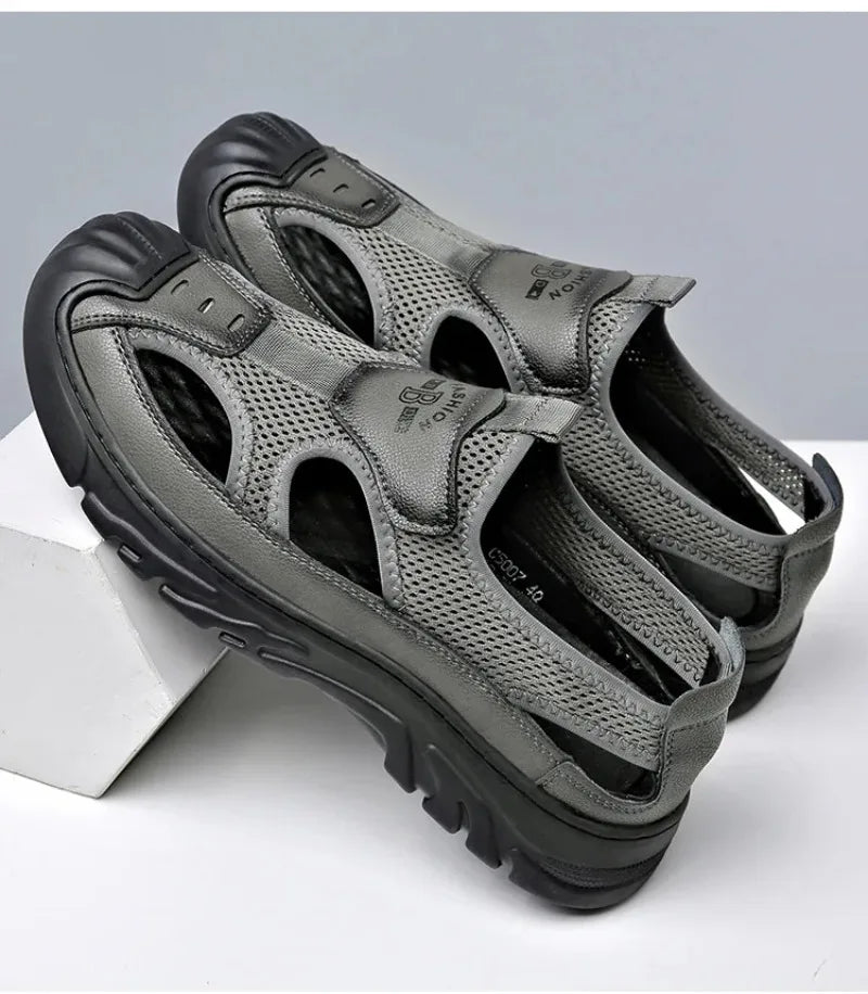 Sandals for Men Fashion Outdoor Casual Sport Sandals Summer Breathable Hollow Out Mesh Shoes for Men Non-slip Platform Sandalias