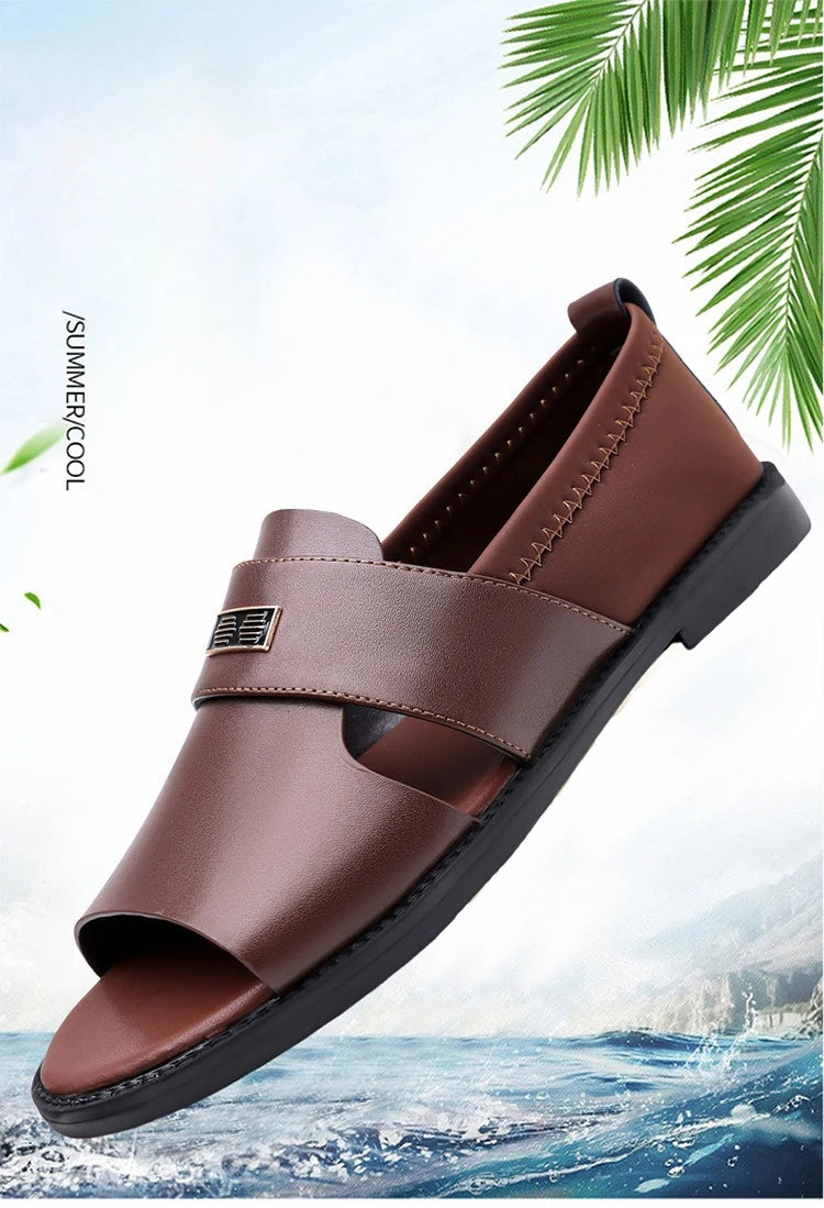 Sandals for Men Brand Casual Shoes Outdoor Fashion Men's Slippers Comfortable Beach Shoes High Quality Leather Men Flat Sandals