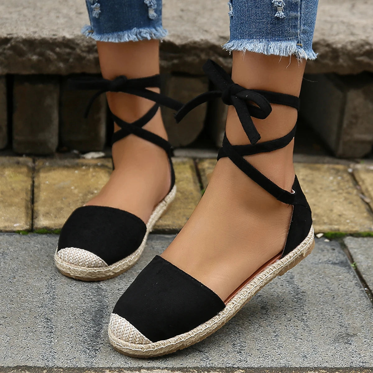 Roman Flat Sandals for Women — Boho Lace-Up Style with All-Day Comfort