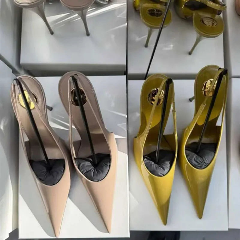 2026 Spring and Summer New Simple Pointed Back Hollow Sandals European and American Fashion Versatile Banquet Women's Shoes