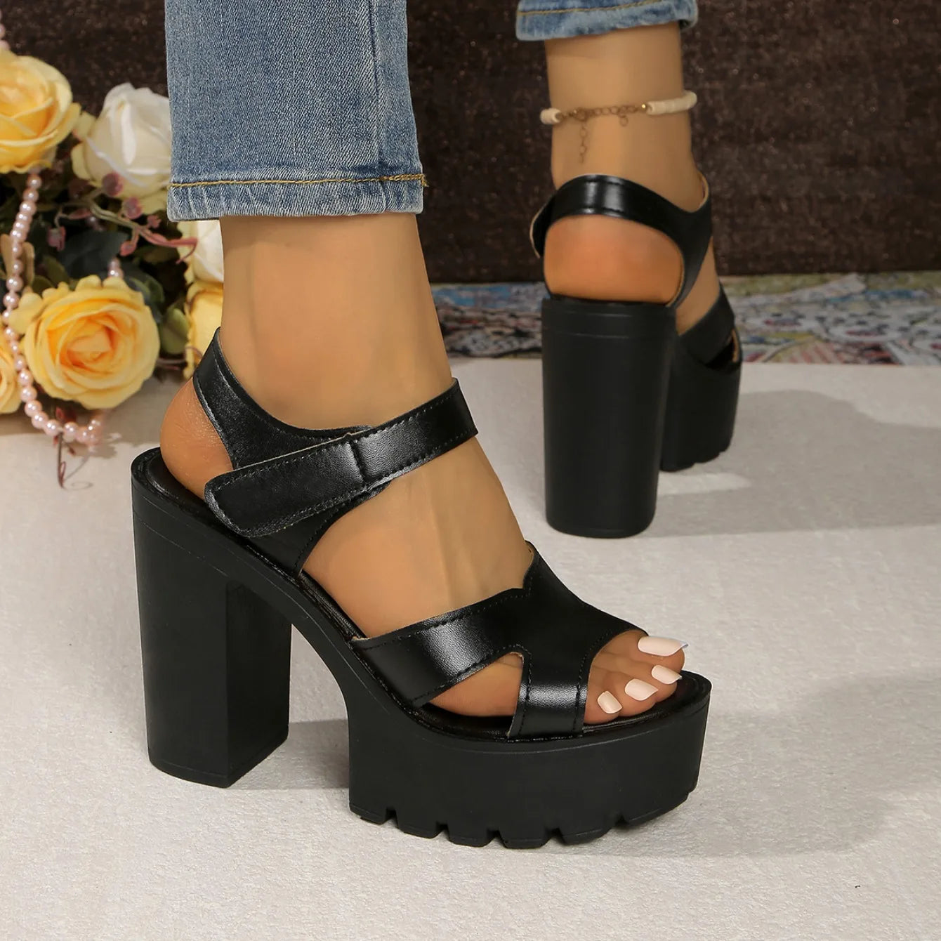 Women Sandals 2025 New Summer Platform High Heels Sandals Women Waterproof Super-high Chunky Heels Womens Shoes Zapatos De Mujer