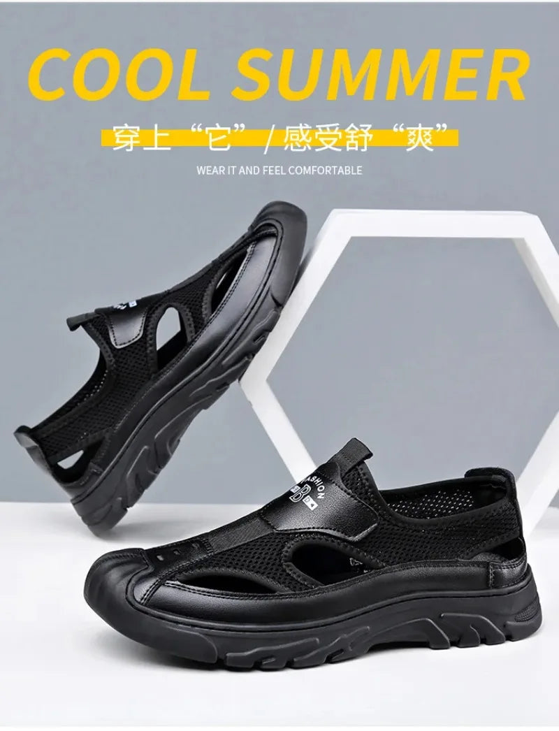 Sandals for Men Fashion Outdoor Casual Sport Sandals Summer Breathable Hollow Out Mesh Shoes for Men Non-slip Platform Sandalias