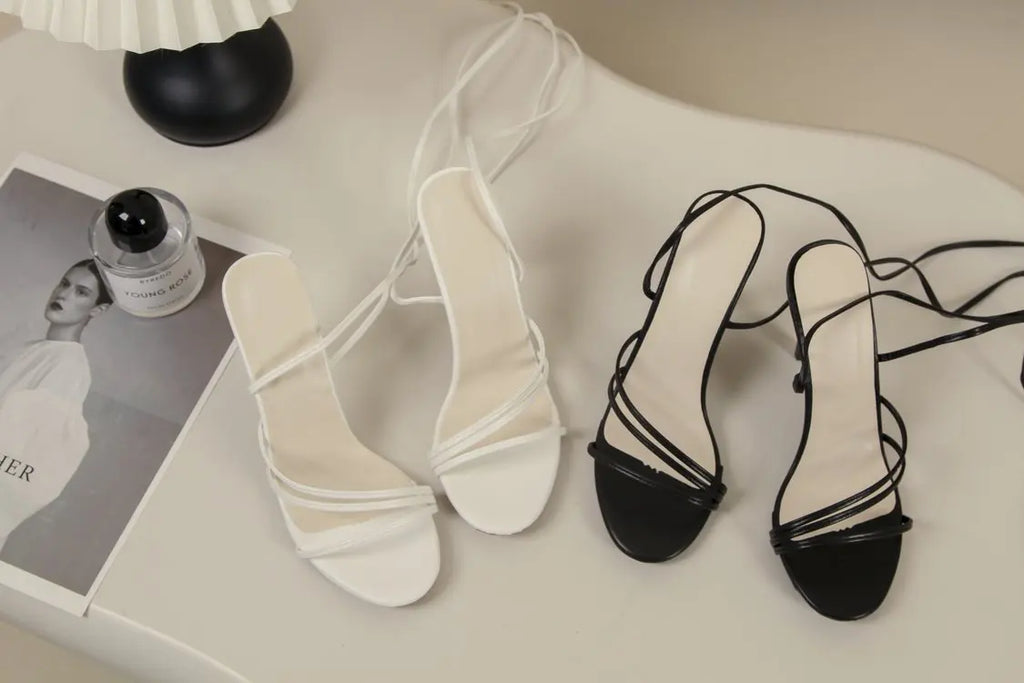 Sandals for Women in Summer 2025 New Slim High Heels Plus Size Sexy and Sexy Round Toe Straps Cross Straps Sandals for Women