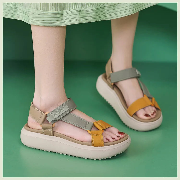 Sandals for Women's 2026 Summer New Lightweight Sandals for Casual Sports Comfort Thick Bottom Large Platform Womens Shoes