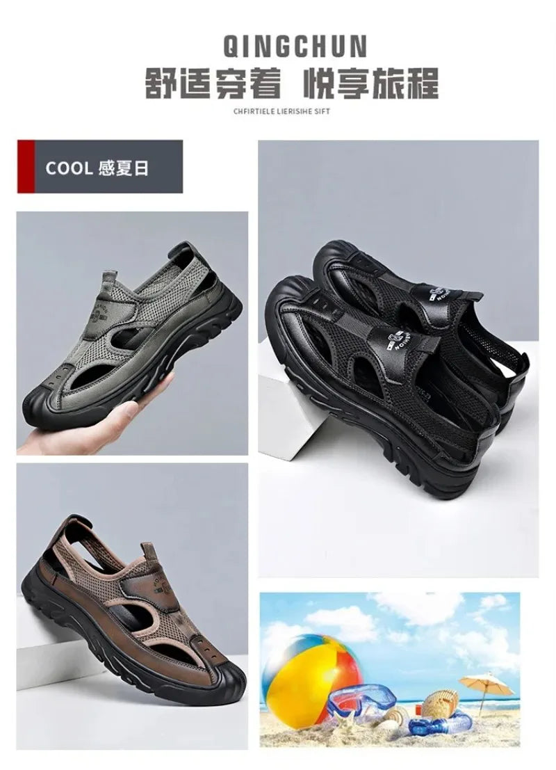 Sandals for Men Fashion Outdoor Casual Sport Sandals Summer Breathable Hollow Out Mesh Shoes for Men Non-slip Platform Sandalias