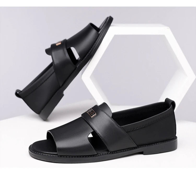 Sandals for Men Brand Casual Shoes Outdoor Fashion Men's Slippers Comfortable Beach Shoes High Quality Leather Men Flat Sandals
