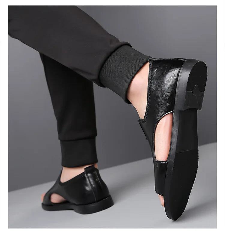 Sandals for Men Brand Casual Shoes 2026 Fashion Men's Slippers Comfortable Beach Shoes High Quality Leather Men Flat Sandals