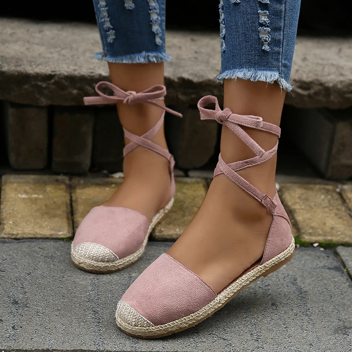 Roman Flat Sandals for Women — Boho Lace-Up Style with All-Day Comfort