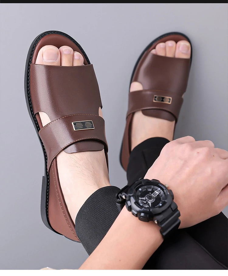 Sandals for Men Brand Casual Shoes Outdoor Fashion Men's Slippers Comfortable Beach Shoes High Quality Leather Men Flat Sandals