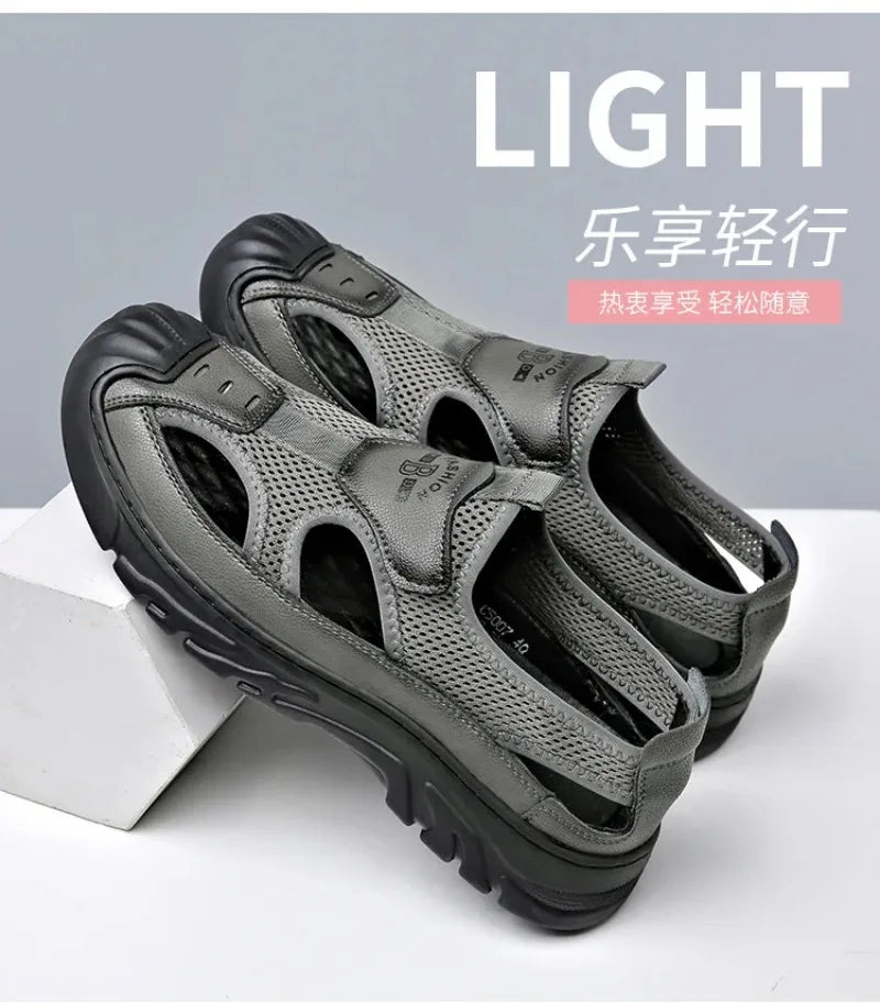 Sandals for Men Fashion Outdoor Casual Sport Sandals Summer Breathable Hollow Out Mesh Shoes for Men Non-slip Platform Sandalias