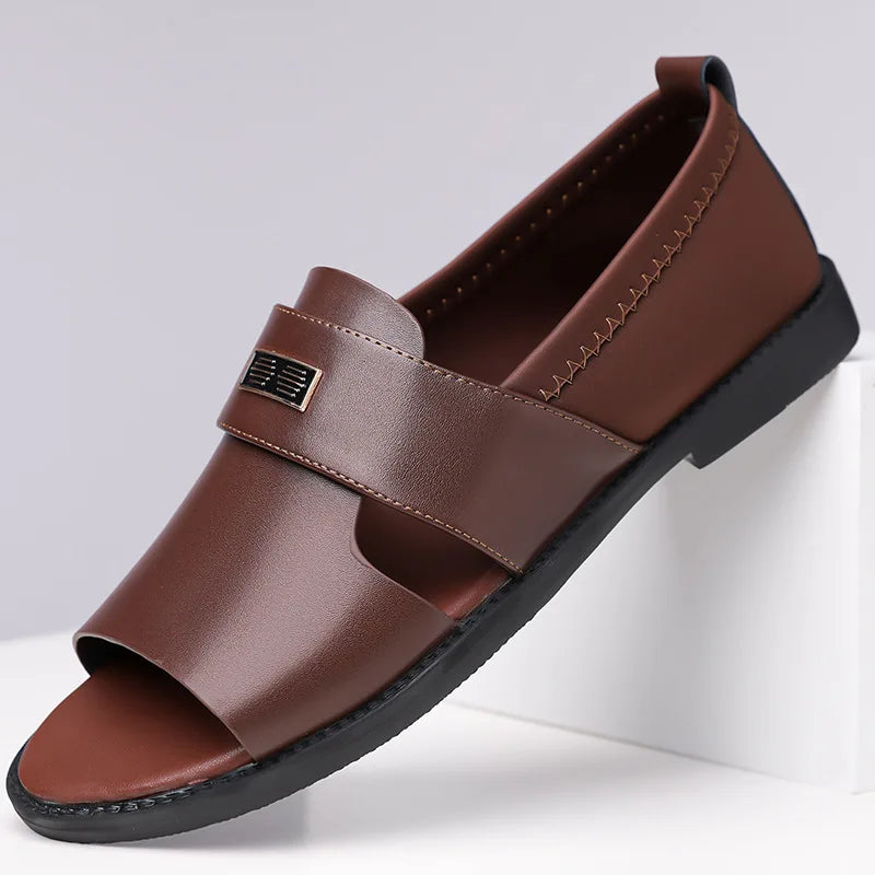 Sandals for Men Brand Casual Shoes Outdoor Fashion Men's Slippers Comfortable Beach Shoes High Quality Leather Men Flat Sandals