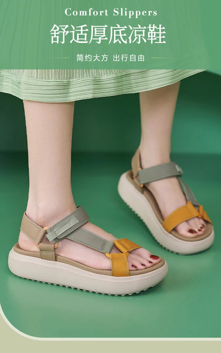 Sandals for Women's 2026 Summer New Lightweight Sandals for Casual Sports Comfort Thick Bottom Large Platform Womens Shoes