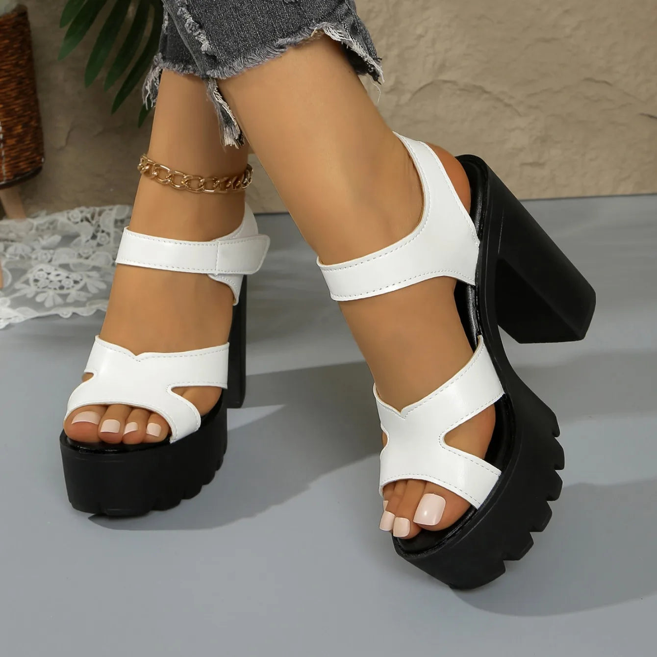 Women Sandals 2025 New Summer Platform High Heels Sandals Women Waterproof Super-high Chunky Heels Womens Shoes Zapatos De Mujer