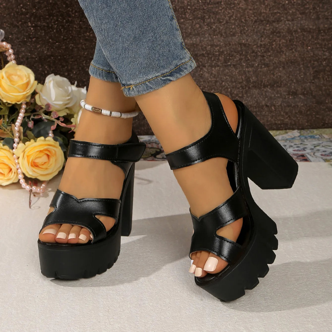 Women Sandals 2025 New Summer Platform High Heels Sandals Women Waterproof Super-high Chunky Heels Womens Shoes Zapatos De Mujer