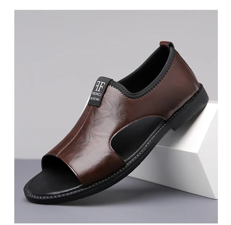 Sandals for Men Brand Casual Shoes Outdoor 2025 New Men's Slippers Comfortable Beach Shoes High Quality Leather Men Flat Sandals