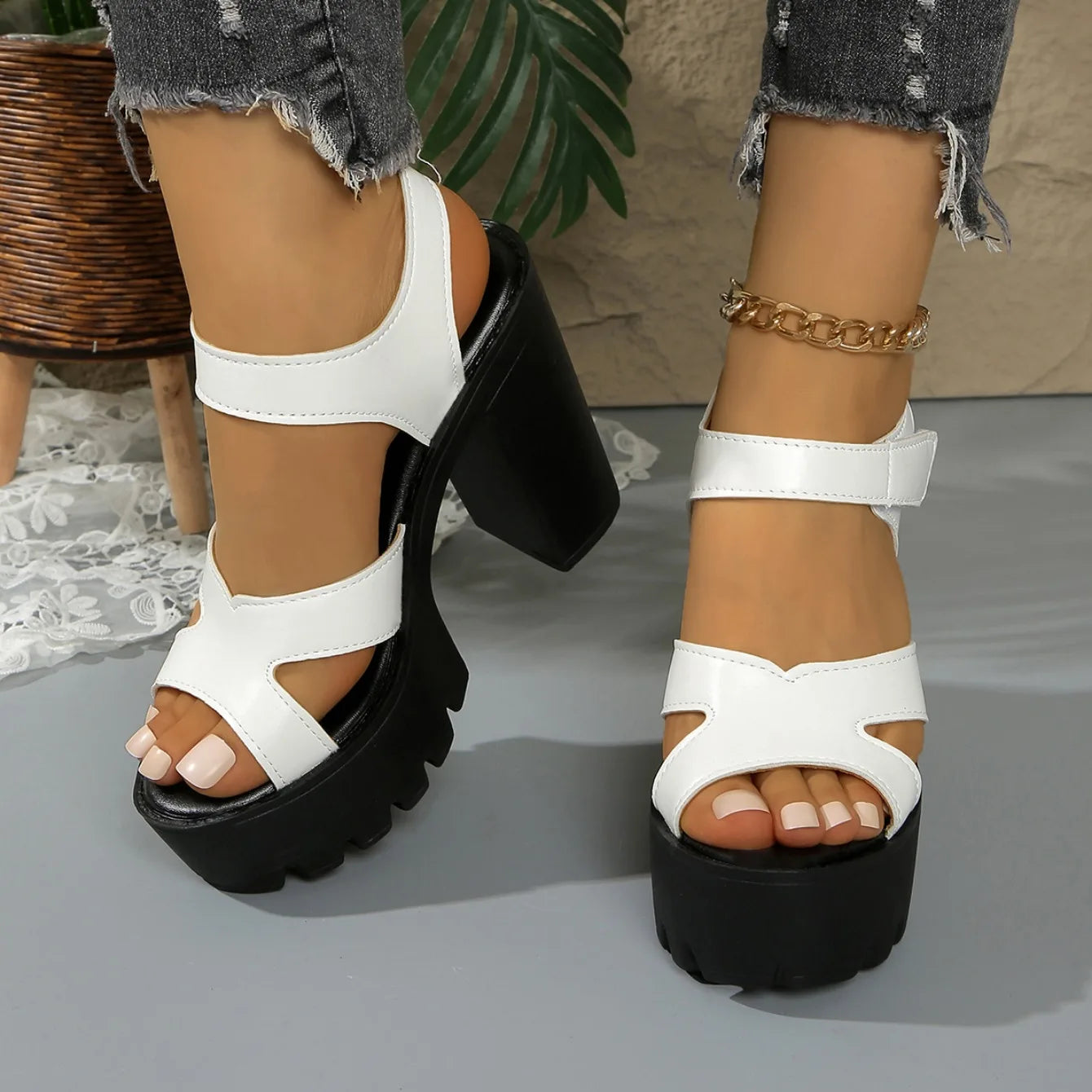 Women Sandals 2025 New Summer Platform High Heels Sandals Women Waterproof Super-high Chunky Heels Womens Shoes Zapatos De Mujer