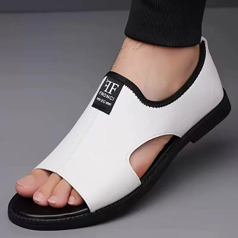 Sandals for Men Brand Casual Shoes 2026 Fashion Men's Slippers Comfortable Beach Shoes High Quality Leather Men Flat Sandals