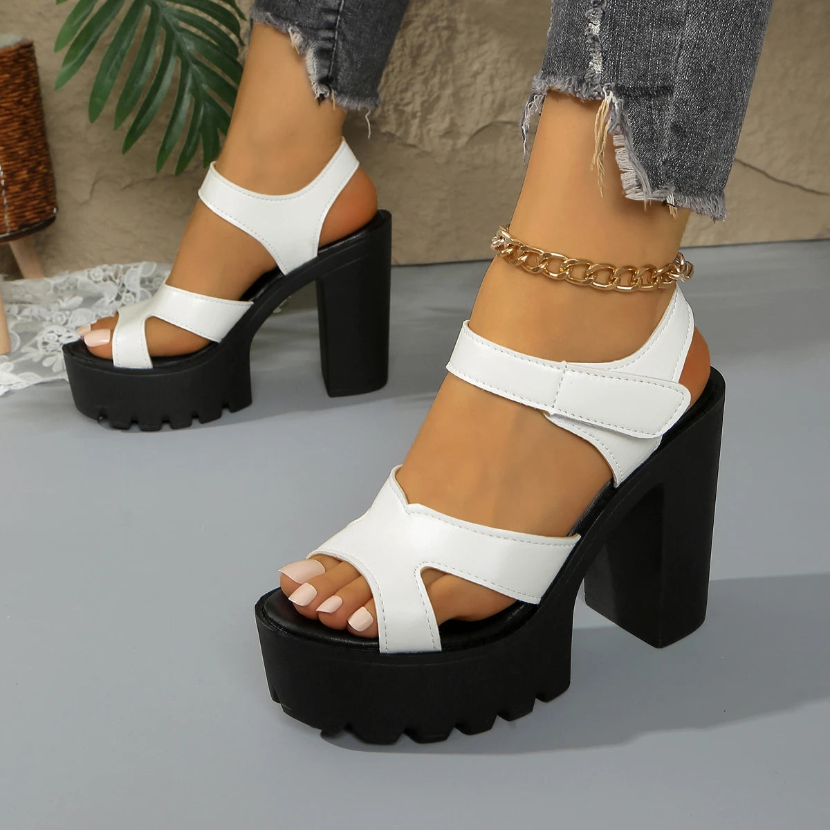 Women Sandals 2025 New Summer Platform High Heels Sandals Women Waterproof Super-high Chunky Heels Womens Shoes Zapatos De Mujer