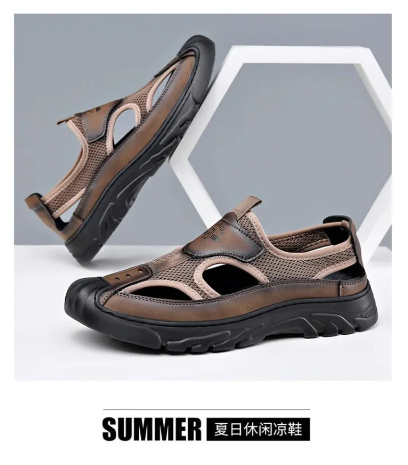 Sandals for Men Fashion Outdoor Casual Sport Sandals Summer Breathable Hollow Out Mesh Shoes for Men Non-slip Platform Sandalias