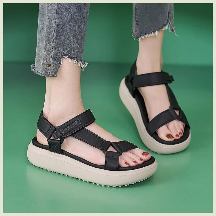 Sandals for Women's 2026 Summer New Lightweight Sandals for Casual Sports Comfort Thick Bottom Large Platform Womens Shoes