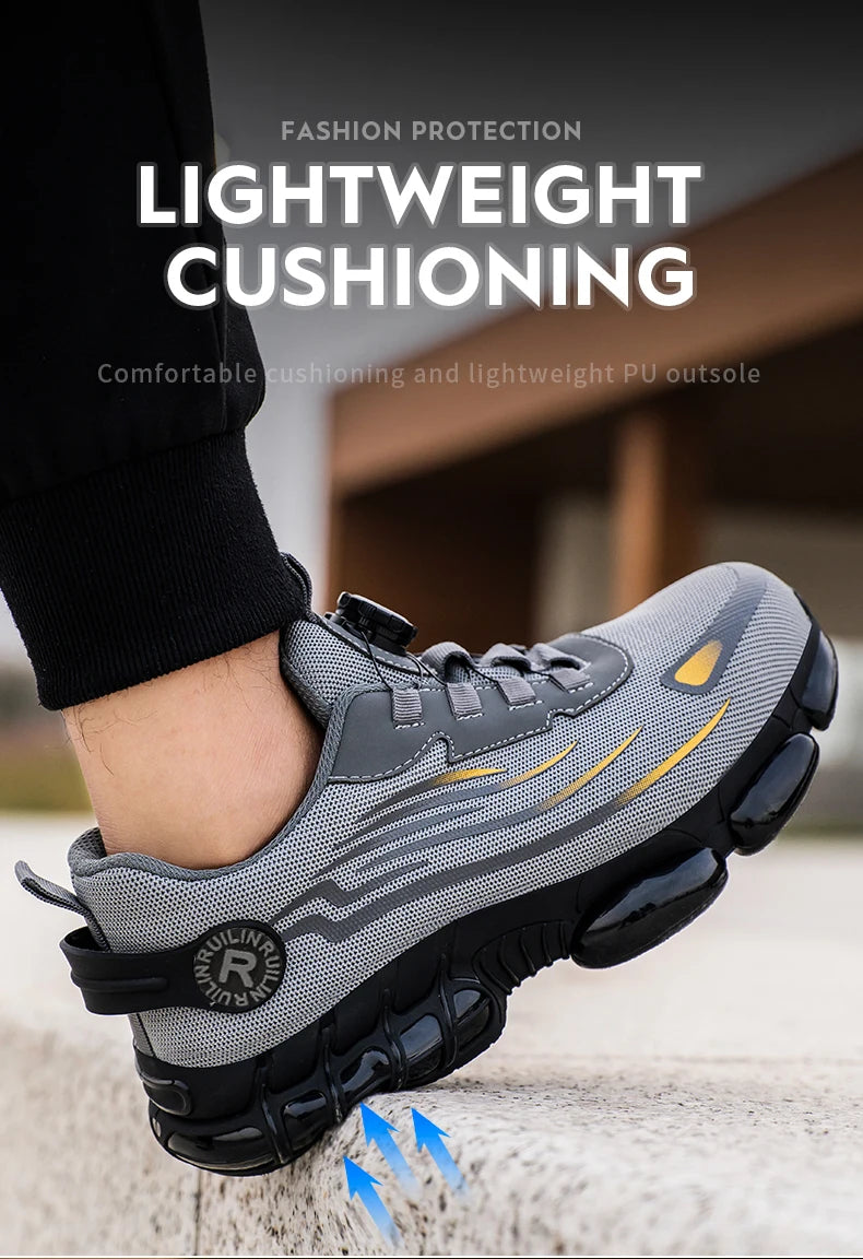 Indestructible Steel Toe Protective Safety Shoes Slip Resistant Abrasion Resistant Work Shoes Men Tough Comfortable Sneaker ﻿