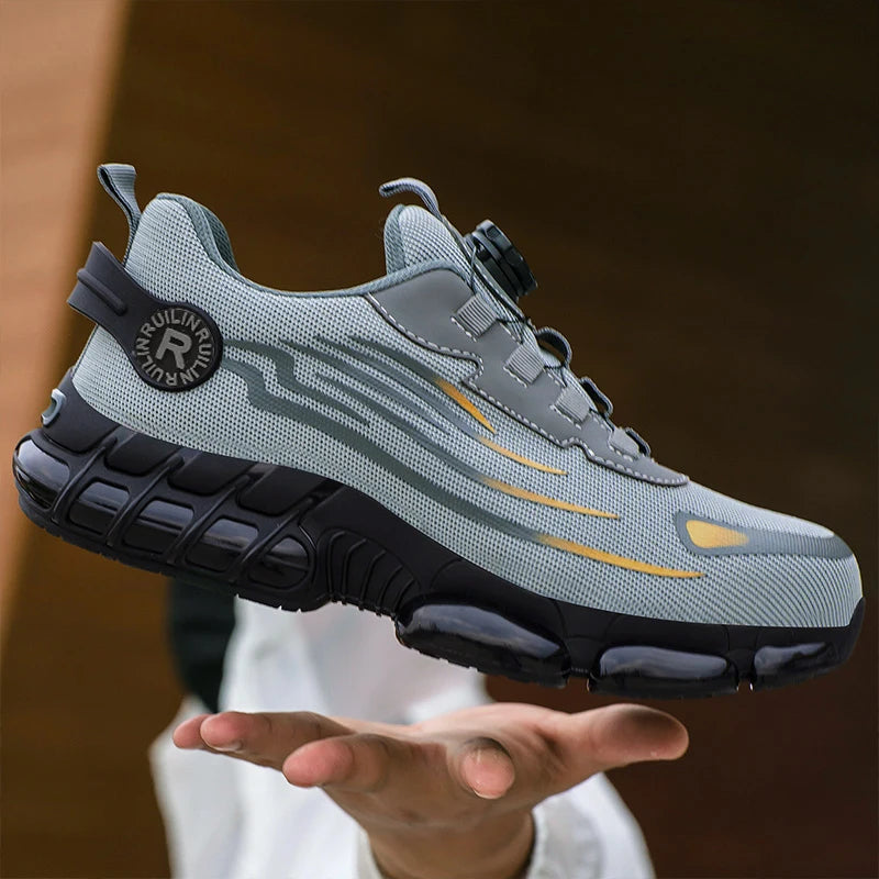 Men's Safety Shoes Protection And Elastic Safety Boots Fashionable Casual Shoes Breathable Odor Protection Men's Work Shoes