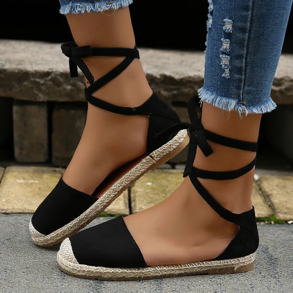 Roman Flat Sandals for Women — Boho Lace-Up Style with All-Day Comfort