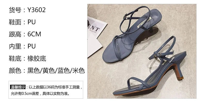Sandals for Women 2026 Summer New Versatile Slim Heel High-heeled Shoes with A Single Buckle and Exposed Toe Black Sandals Woman