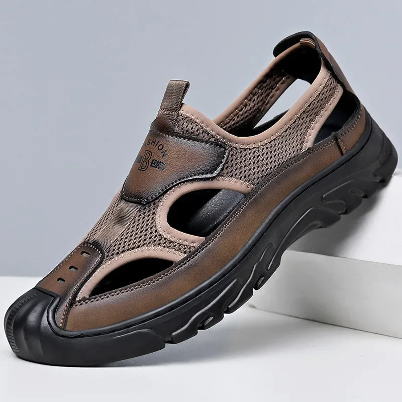 Sandals for Men Fashion Outdoor Casual Sport Sandals Summer Breathable Hollow Out Mesh Shoes for Men Non-slip Platform Sandalias