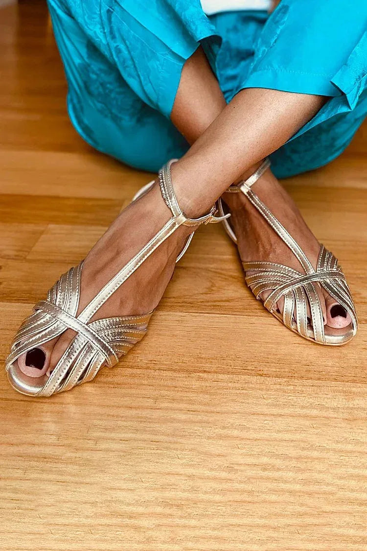Sandals for Women Summer 2025 Flat Sandals Fish Mouth Ankle Buckle Hollowed Out Women Roman Sandals Plus Size 42 43 Ladies Shoes